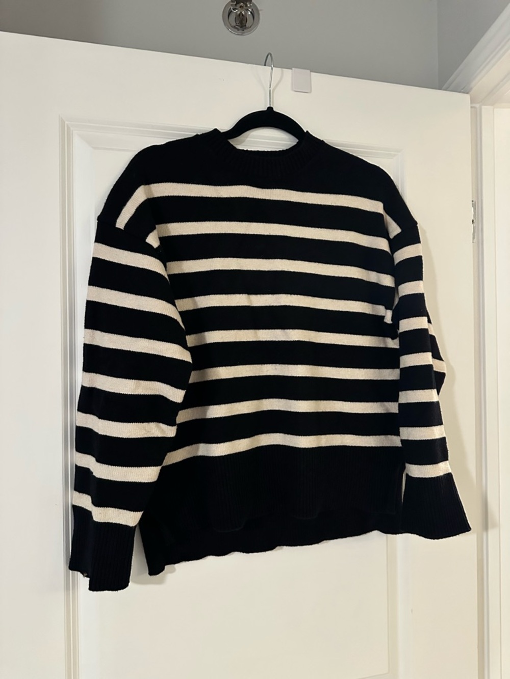 Oysho Striped Black & White Crewneck Sweater
